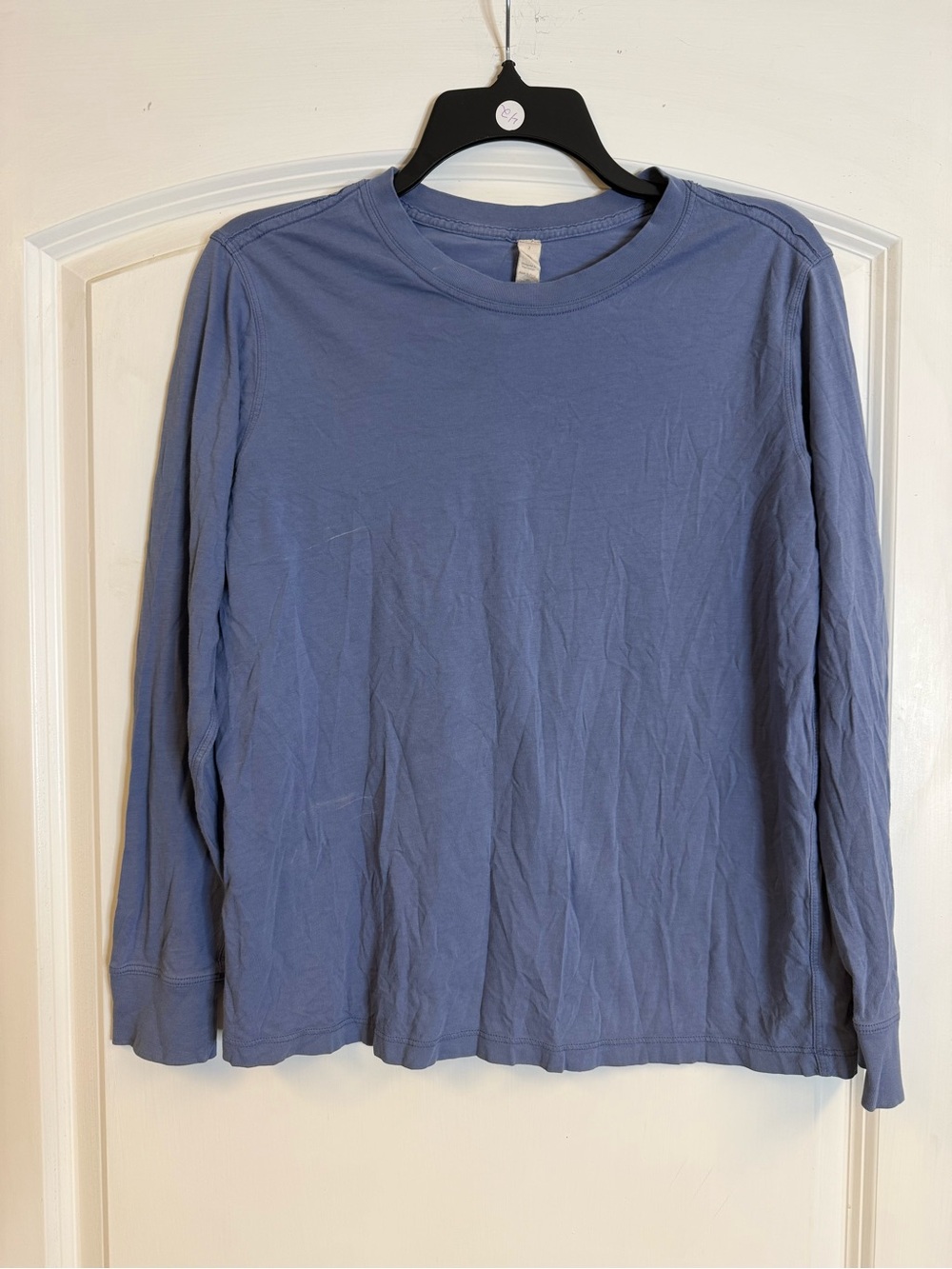 Lululemon Blue Long Sleeve Crew Neck Top Size 12 Cotton Casual Activewear